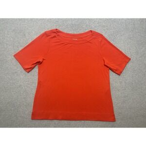 Chicos 100% Pima Cotton "The Ultimate Tee" Women's L Red Boat Neck Short Sleeve